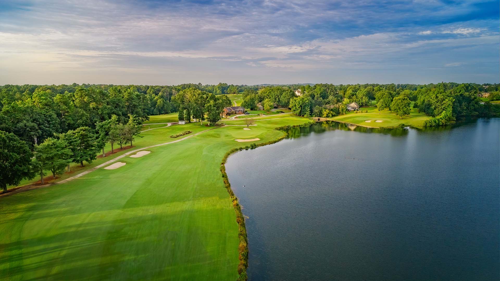 Aerial of Colonial Country Club golf course and lake