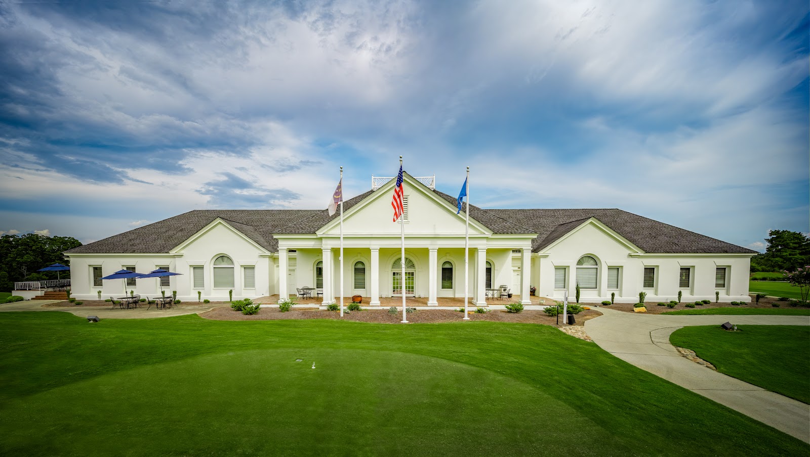 The clubhouse at dusk